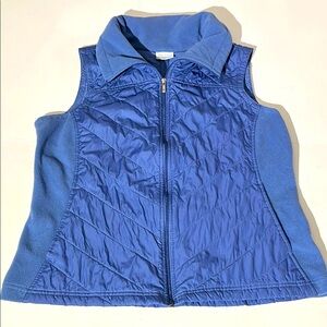 Columbia Blue Quilted Vest Womens XL Fleece Winter
